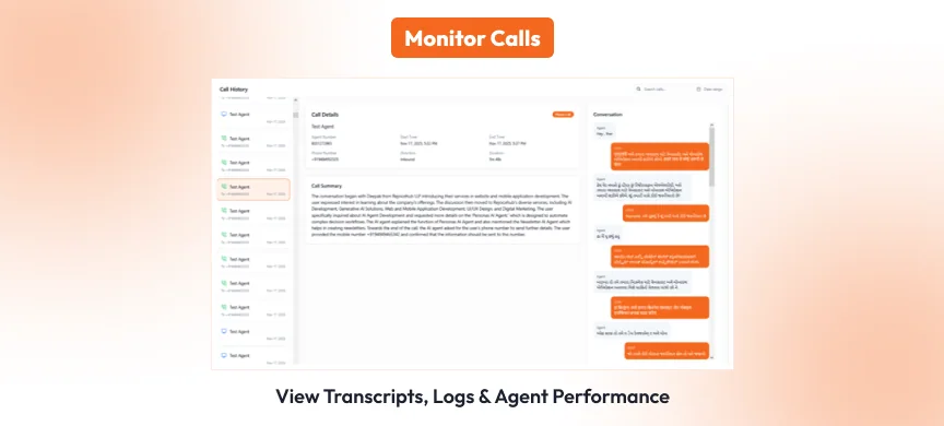 CallIntel call monitoring and conversation transcript
